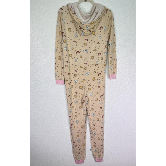 Hello Nite Pajamas Womens Small Rainbow Cloud Knit Hooded One Piece Jumpsuit NEW - Picture 2 of 10
